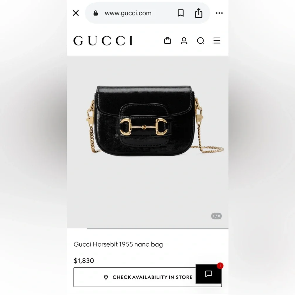 Gucci Horsebit 1955 Nano Crossbody Bag in Black with Gold Hardware